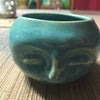 Spirit Vessel in Turquoise glaze 3 1/4” H Moon Face